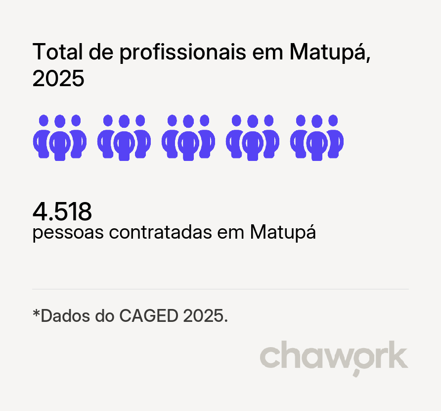 Total de profissionais contratados em Matupá, MT