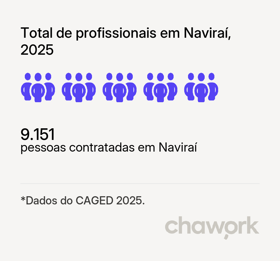 Total de profissionais contratados em Naviraí, MS