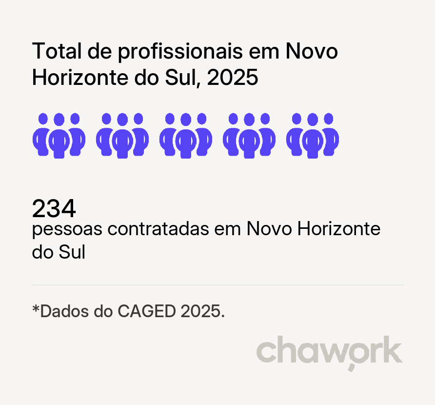 Total de profissionais contratados em Novo Horizonte do Sul, MS