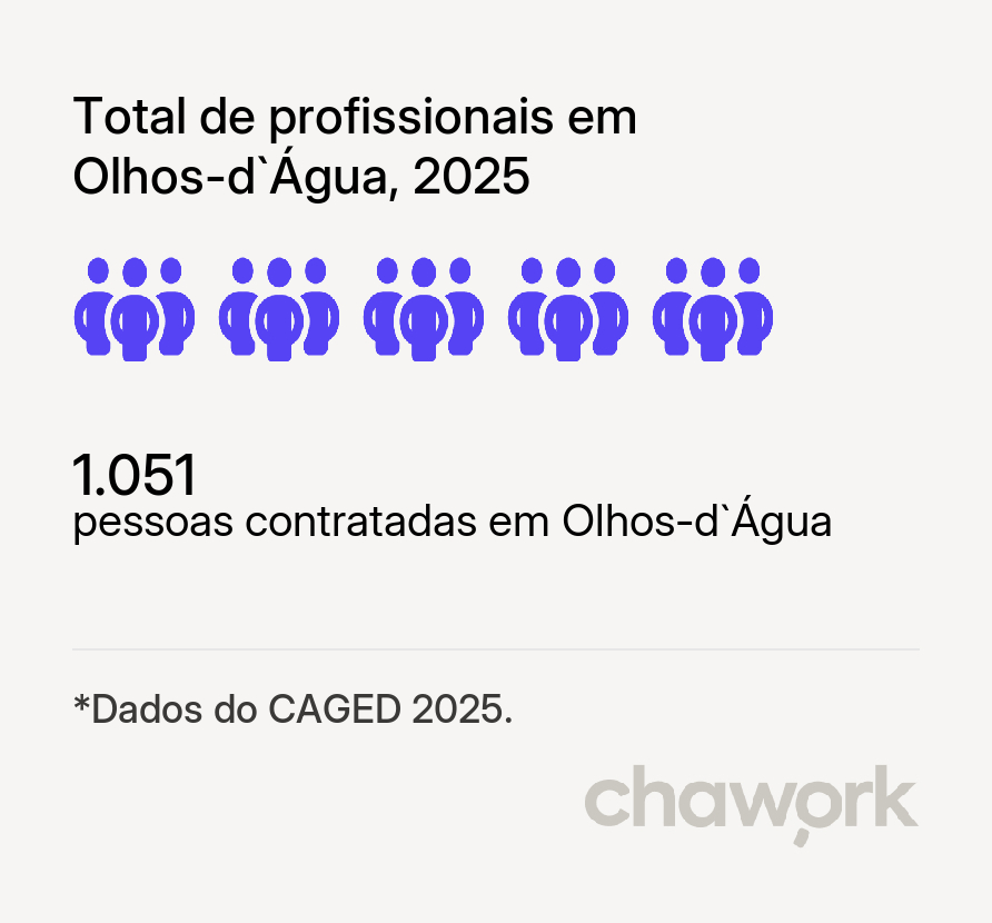 Total de profissionais contratados em Olhos-d`Água, MG