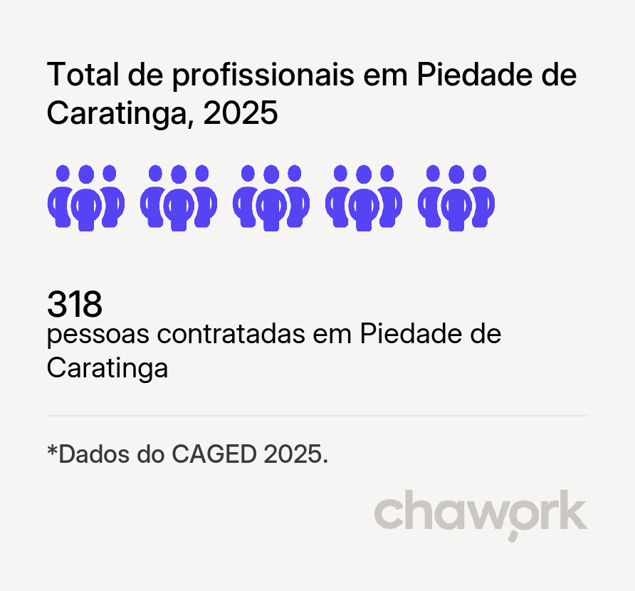 Total de profissionais contratados em Piedade de Caratinga, MG