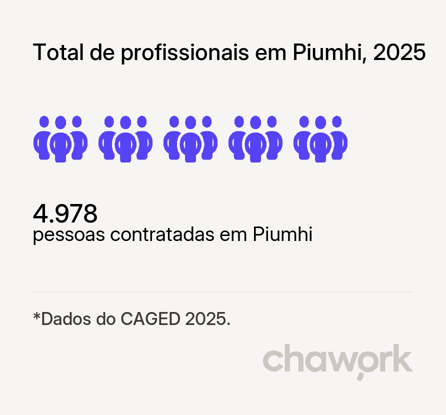 Total de profissionais contratados em Piumhi, MG