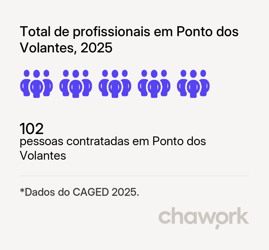 Total de profissionais contratados em Ponto dos Volantes, MG