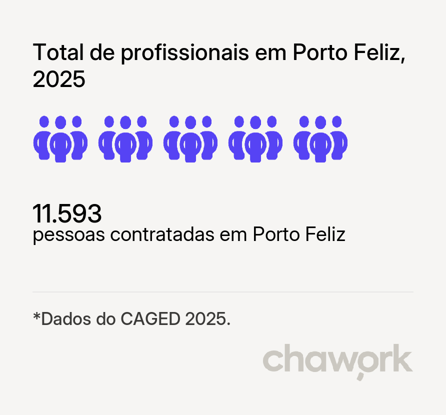 Total de profissionais contratados em Porto Feliz, SP