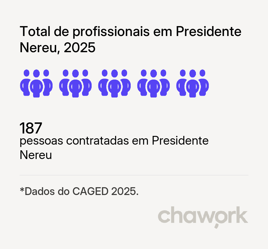Total de profissionais contratados em Presidente Nereu, SC