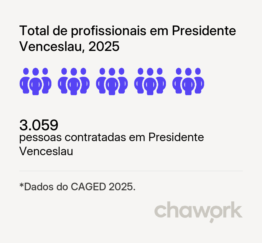 Total de profissionais contratados em Presidente Venceslau, SP