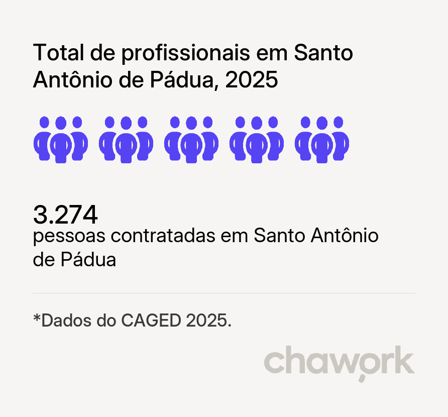 Total de profissionais contratados em Santo Antônio de Pádua, RJ