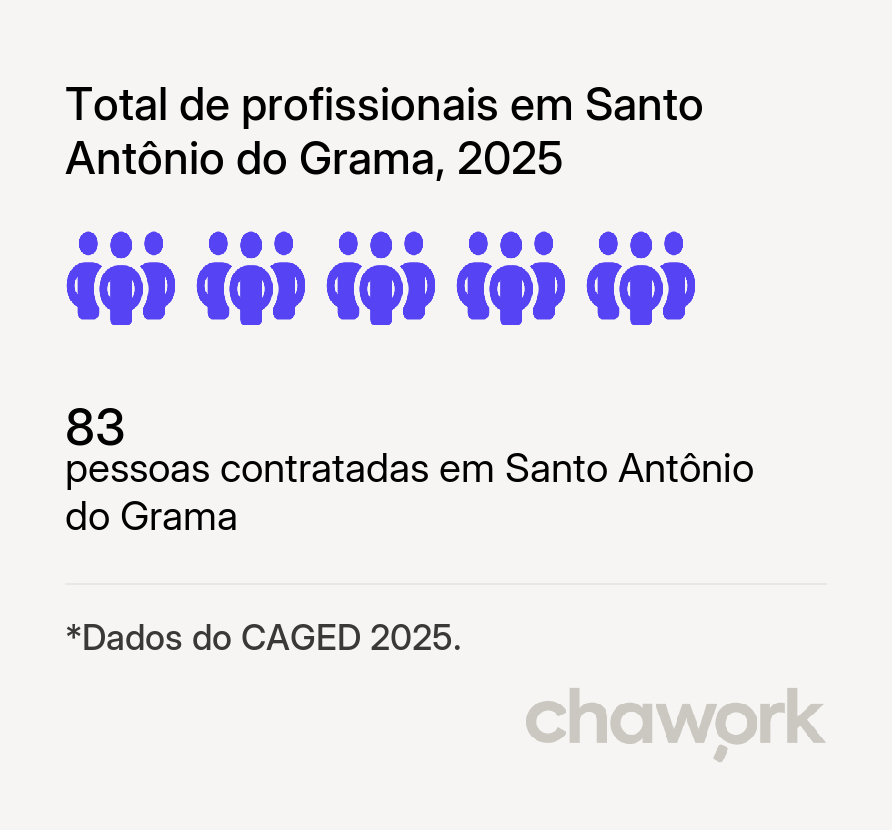 Total de profissionais contratados em Santo Antônio do Grama, MG