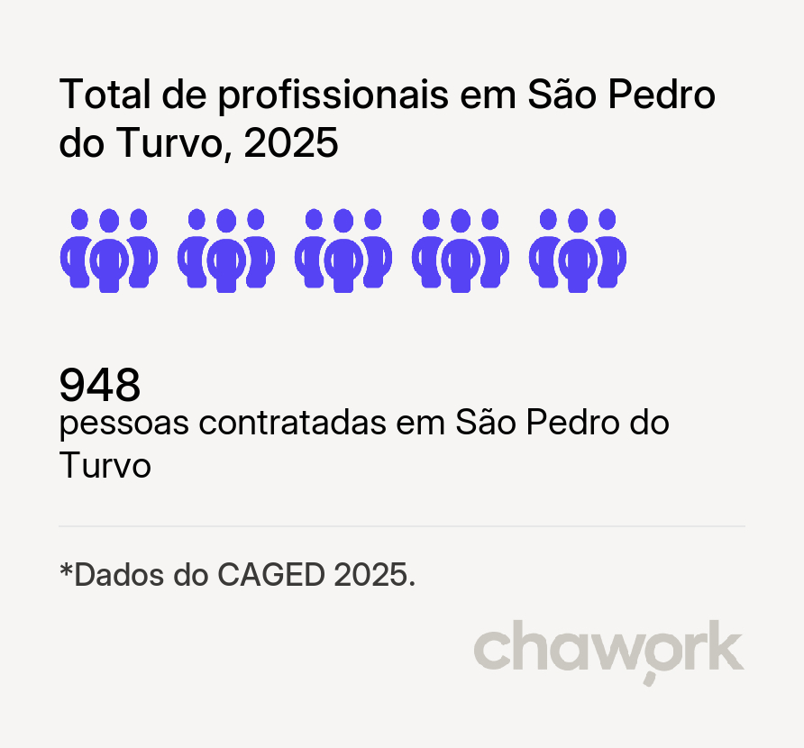 Total de profissionais contratados em São Pedro do Turvo, SP