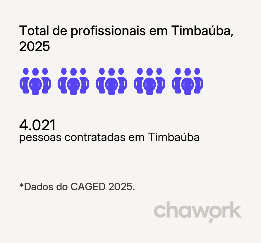 Total de profissionais contratados em Timbaúba, PE