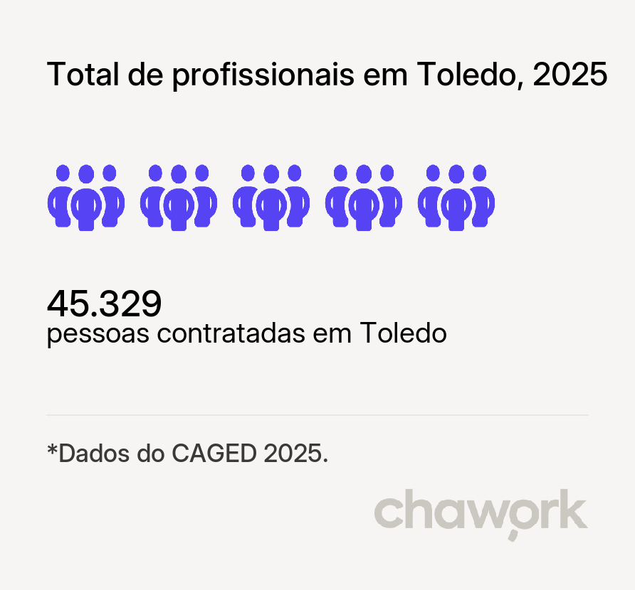 Total de profissionais contratados em Toledo, MG