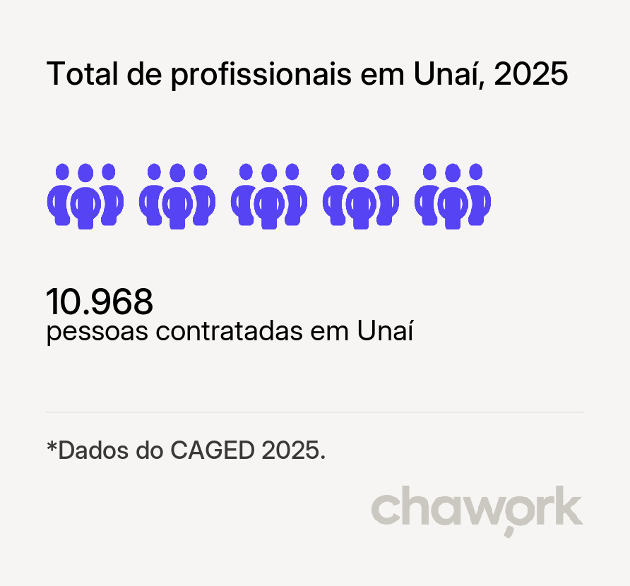 Total de profissionais contratados em Unaí, MG