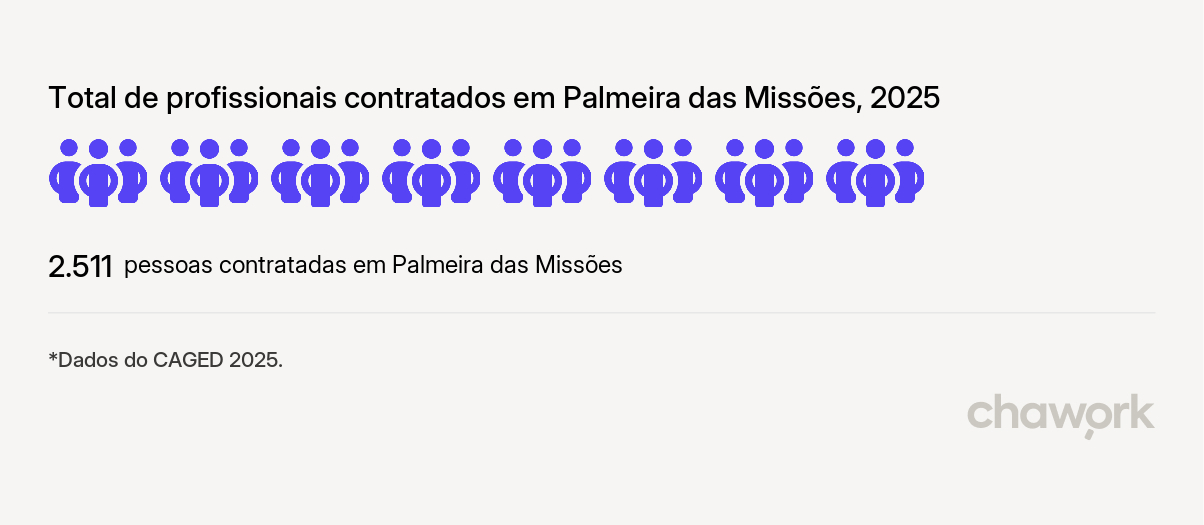 Total de profissionais contratados em Palmeira das Missões, RS